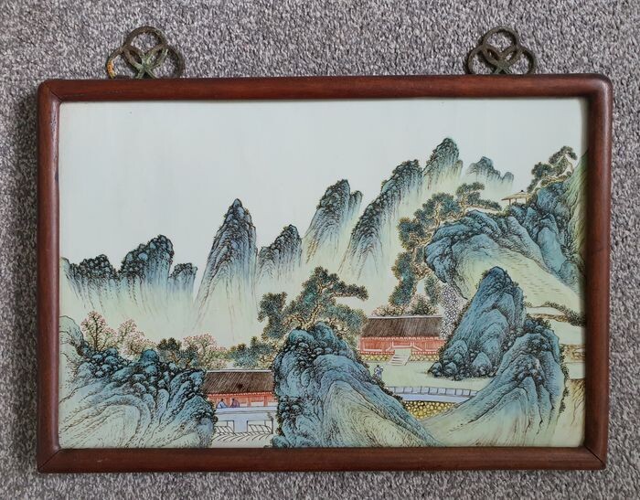 A Fine Large Plaque with Landscape Decoration - Porcelain - China - Late 19th century