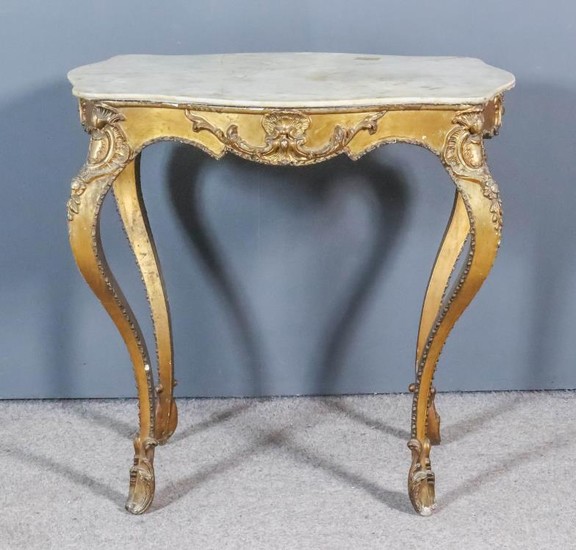 A French White Marble Topped and Gilt Occasional Table,...