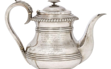 A George IV silver teapot, London, c.1826, Richard Pearce &...
