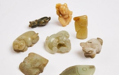 A Group of Eight Jade and Hardstone Carvings, Ming