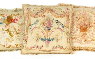 A Group of Nine Needlepoint and Aubusson Tapestry
