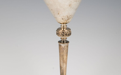 A LARGE STERLING SILVER KIDDUSH GOBLET DESIGNED BY LUDWIG...