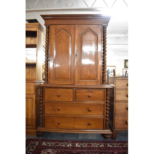 A Late 19th Century Walnut Housekeepers Cupboard with Panell...