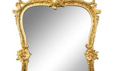 A Louis XV Style Giltwood Mirror Height 66 x width 43