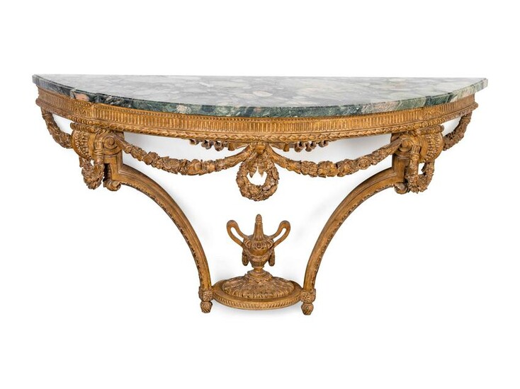 A Louis XVI Style Carved Wood Console