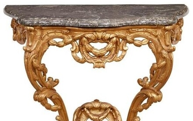 A Louis XV/XVI Transitional giltwood console