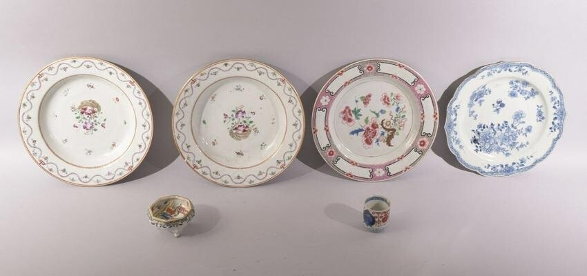 A MIXED LOT OF FOUR CHINESE PORCELAIN DISHES, together
