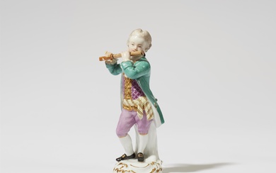 A Meissen porcelain figure of a boy with a flute