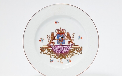 A Meissen porcelain plate from a service with the armorials of King of Sweden