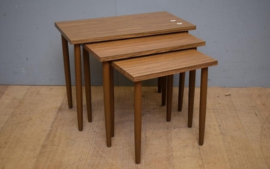 A NEST OF THREE LAMINATE TABLES (43H X 56W X 30D CM) (LEONARD JOEL DELIVERY SIZE: MEDIUM)