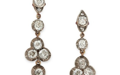 A PAIR OF ANTIQUE DIAMOND AND RUBY SNAKE DROP EARRINGS