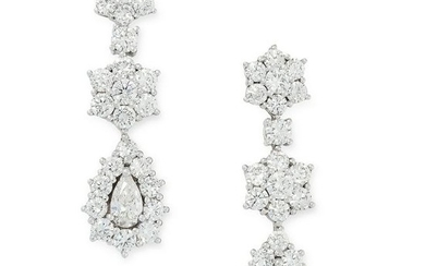 A PAIR OF DIAMOND DROP EARRINGS the articulated bodies