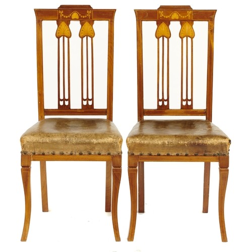 A PAIR OF EDWARD VII AFRICAN WALNUT AND INLAID CHAIRS, C190...