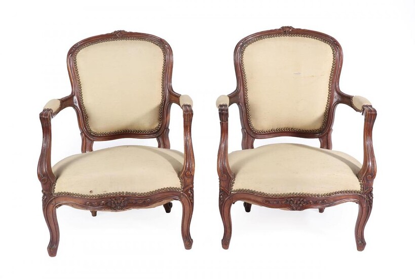 A Pair of 19th Century French Walnut Child's Fauteuils, in...