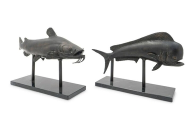 A Pair of Contemporary Patinated Bronze Fish Lengths 16