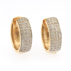 A Pair of Gold and Pave Diamond Reversible Huggie Earrings