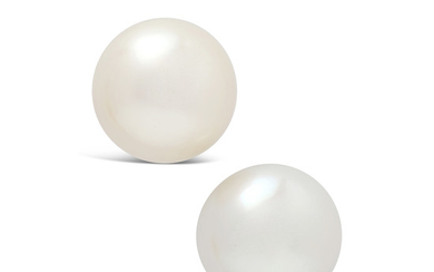 A Pair of South Sea Cultured Pearl and Gold Ear Studs