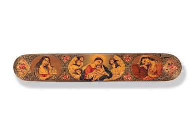 A Qajar lacquer penbox (qalamdan) depicting the Madonna and Child after Sassoferrato, by Abbas Shirazi, Persia, dated AH 1278/AD 1861-62
