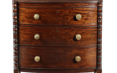 A REGENCY MAHOGANY BOWFRONT CHEST EARLY 19TH...