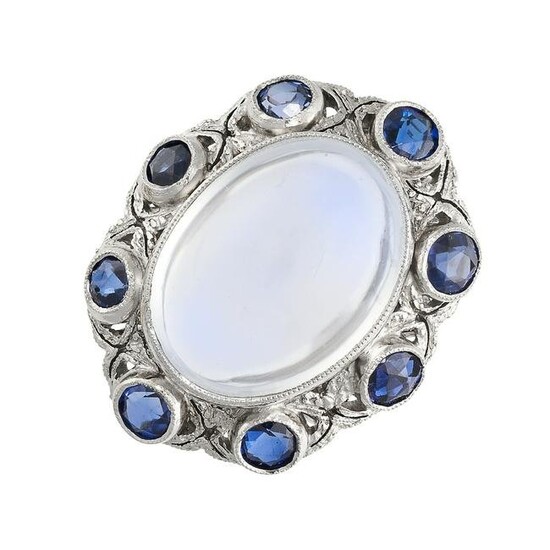 A ROCK CRYSTAL AND GEMSET DRESS RING in silver, set