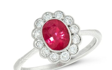 A RUBY AND DIAMOND DRESS RING in 18ct yellow gold, set