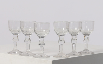 A SET OF SIX 19TH CENTURY FRENCH LIQUEUR OR SPIRIT GLASSES, CIRCA 1830 (6).