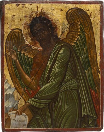 A SMALL ICON SHOWING ST. JOHN THE FORERUNNER AS ANGEL