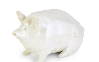 A SMALL WEMYSS WARE PIG CIRCA 1900 covered in a white