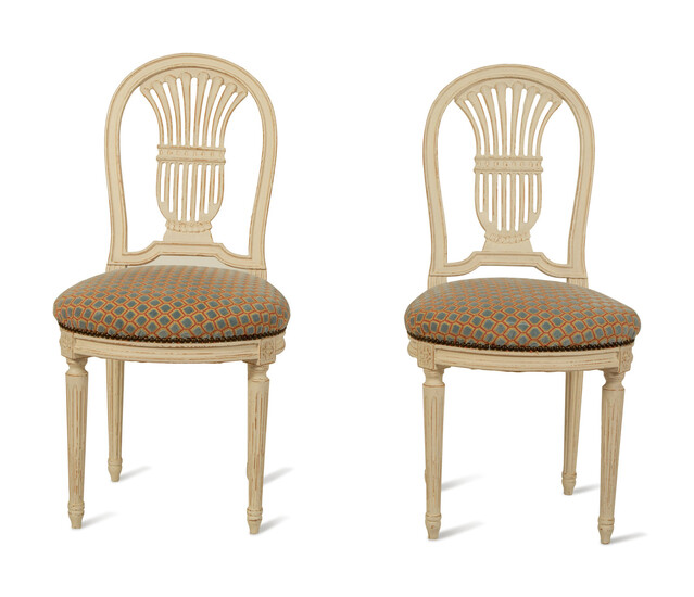 A Set of Eight Louis XVI Style Painted Mongolfiere Chairs