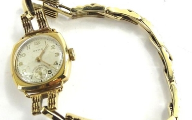 A Syma 9ct gold ladies wristwatch, with gold adjustable...