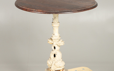 A VICTORIAN PAINTED CAST IRON PUB TABLE.