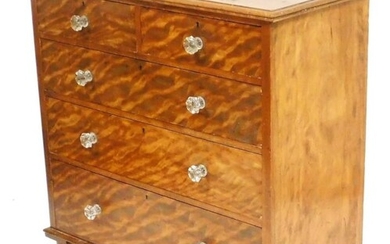 A Victorian maple chest of two short over three...