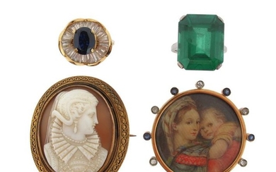 A Victorian shell cameo brooch, within Etruscan Revival...