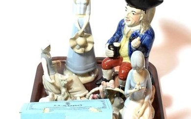 A collection of eight Lladro figures together with two Toby...