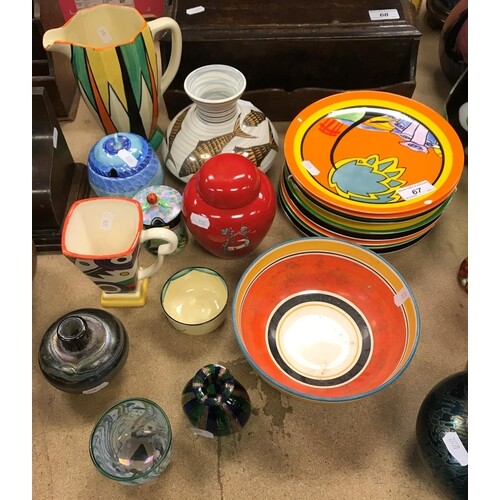 A collection of various Art Deco design pottery including a ...