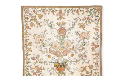 A coverlet of cream silk 18th century, probably Italian