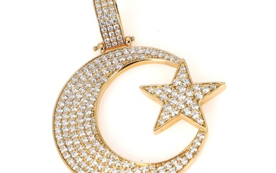 A diamond pendant in the shape of a star and half moon...