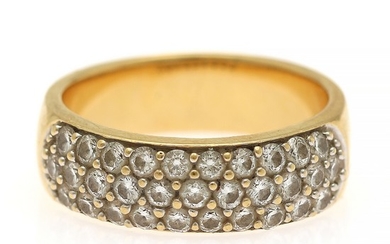 A diamond ring set with numerous brilliant-cut diamonds totalling app. 1.00 ct., mounted in 18k gold. Size 54.5.