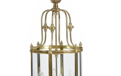 A gilt brass and glazed cylindrical hall lantern in Louis XVI taste, 20th century