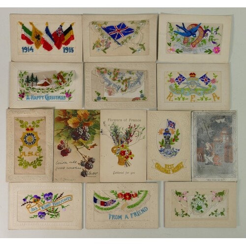 A good collection of first world war WWI silk postcards: Inc...