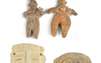 A group of Pre-Colombian or Costa Rican figures and masks