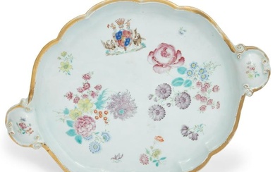 A large Chinese Export Famille Rose armorial tray