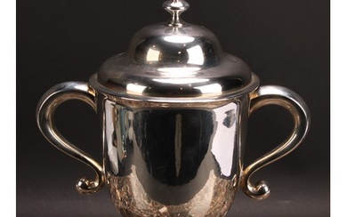 A large George II Irish silver bell shaped loving cup and co...