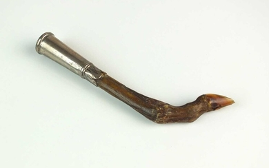 A late 17th/early 18th century silver mounted pygmy deers foot pipe tamper