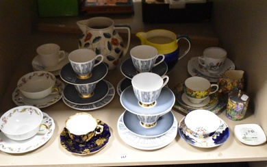 A mixed assortment of vintage tea cups, saucers including Tuscan China 'Manhattan', sold along