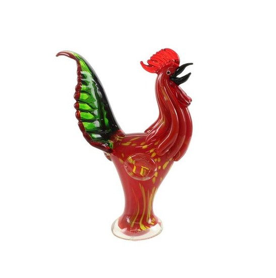 A murano glass Rooster (red colors)