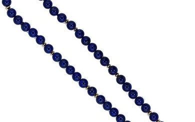 A necklace of lapis lazuli beads