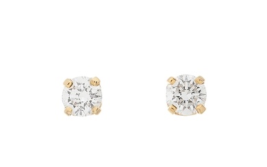 A pair of 18ct gold brilliant-cut diamond single-stone stud ...