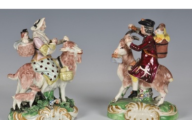 A pair of 19th century Staffordshire figures of a Welsh Tail...