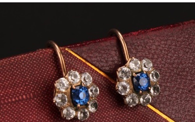 A pair of 19th century paste sapphire and diamond effect clu...